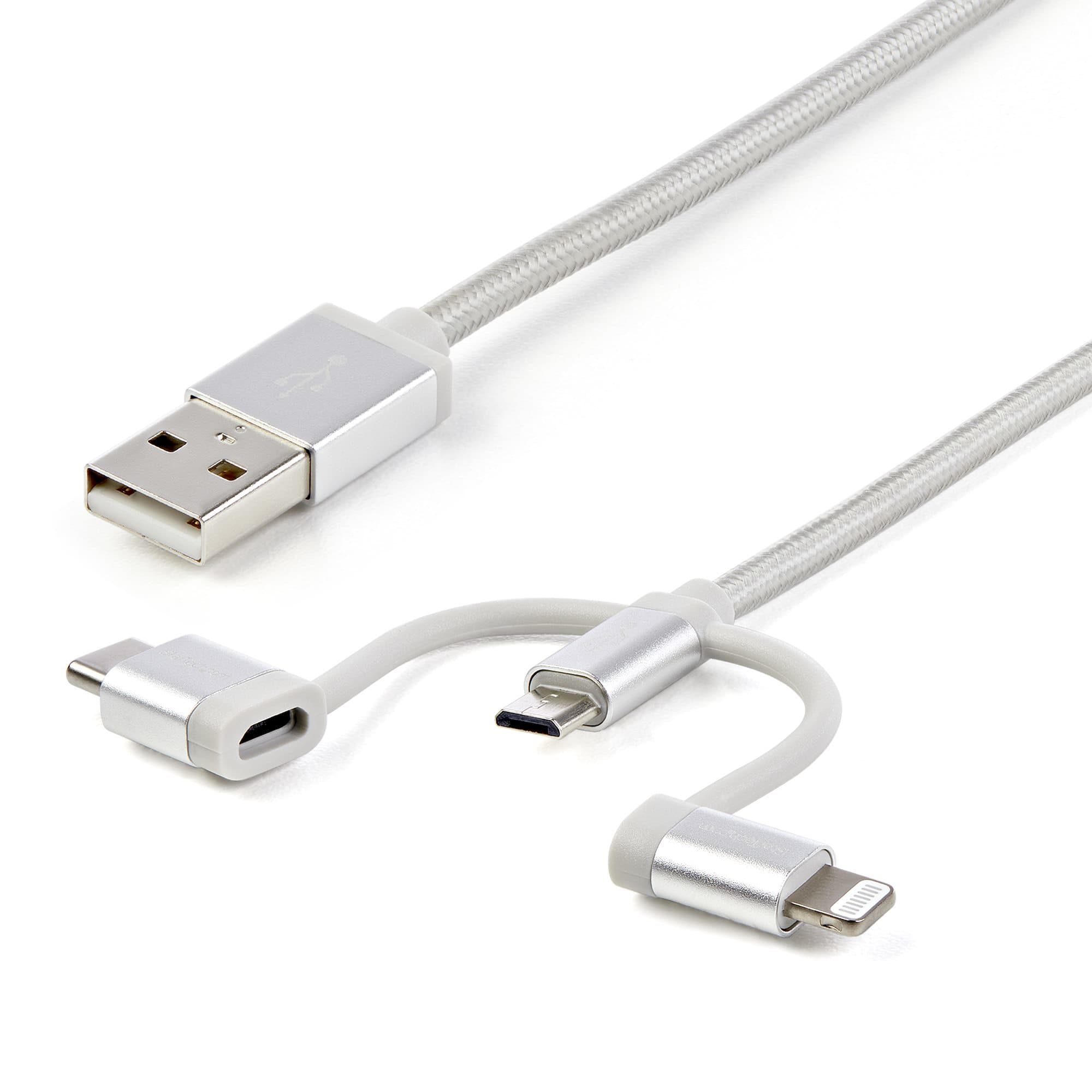 STARTECH STARTECH.COM 3.3' 1M USB MULTI CHARGING CABLE - LIGHTNING USB-C MICRO-USB 2 YR LTCUB1MGR