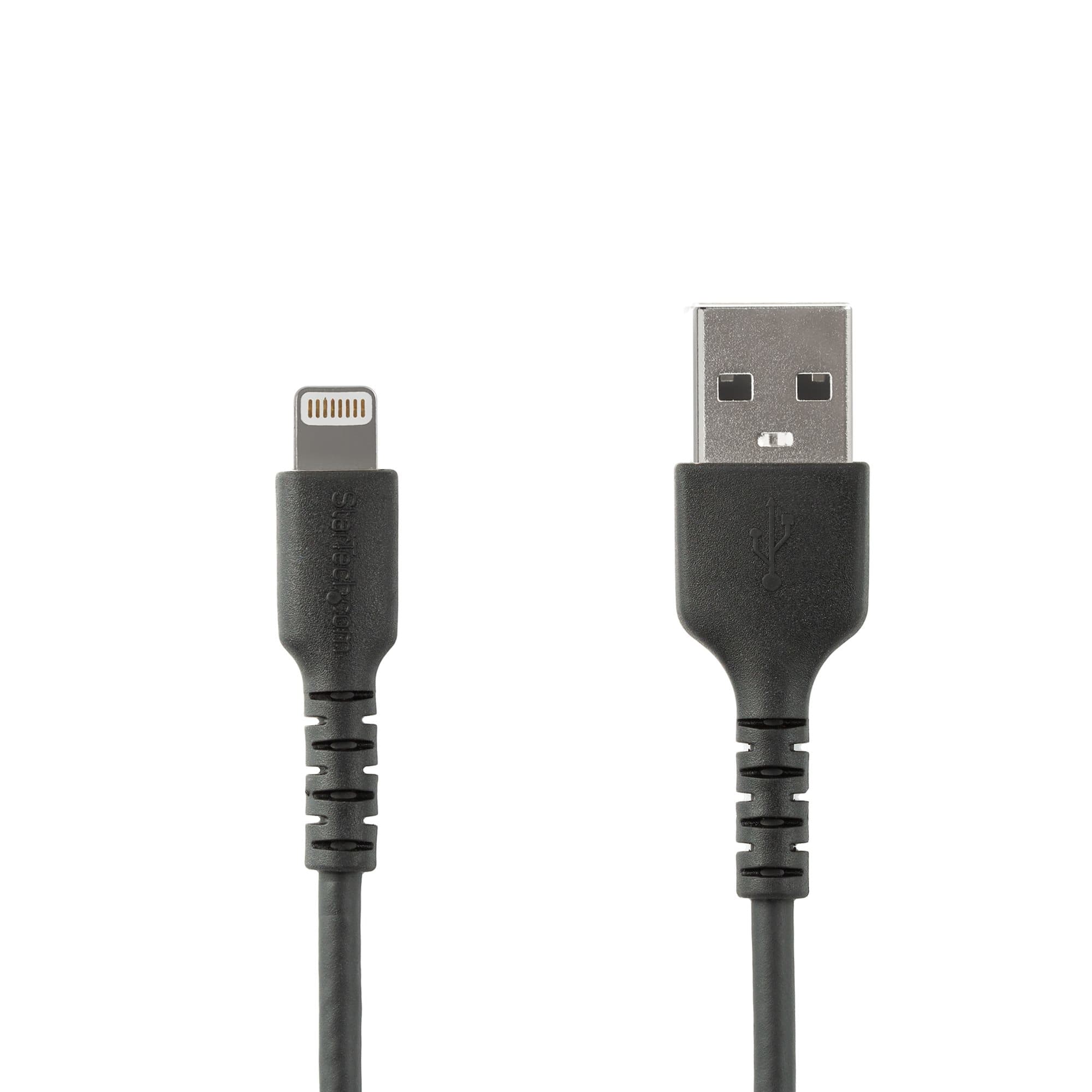 STARTECH STARTECH.COM 1M/3FT DURABLE USB-A TO LIGHTNING CABLE MFI CERTIFIED, BLACK 2 YR RUSBLTMM1MB