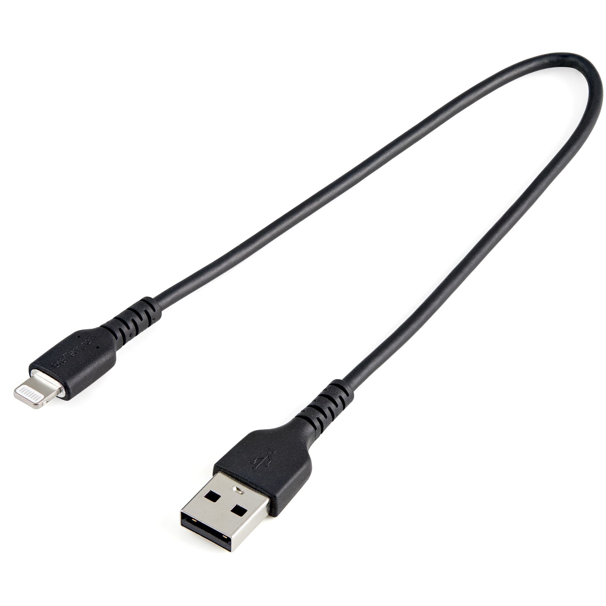 STARTECH STARTECH.COM 30CM/12" DURABLE USB-A TO LIGHTNING CABLE MFI CERTIFIED, BLACK 2 YR RUSBLTMM30CMB