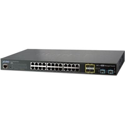 Planet Planet GS-5220-20T4C4X, L2+/L4 20-Port 10/100/1000T + 4-port Gigabit TP/SFP combo + 4-Port 10G SFP+ Managed Switch, with Hardware Layer3 IPv46/IPv6 Static Routing NS019
