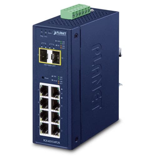 Planet Planet IGS-4215-8T2S Industrial L2/L4 8 Port 10/100/100T + 2 POrt 100/1000X SFP Managed Switch (-40~75 Degrees C) NS065