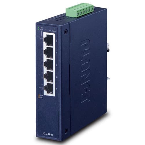 Planet Planet IGS-501T 5-Port 10/100/1000Mbps Industrial Ethernet Switch (-40~75 Degree C ) NS078