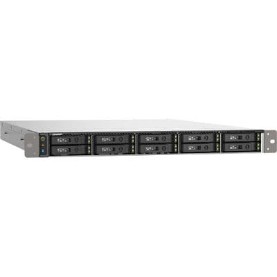 QNAP QNAP TS-h1090FU-7232P-64G 1U 10-bay all flash NAS, U.2/U.3 NVMe PCIe Gen4 x4 and SATA 6Gbps bays, AMD EPYC 7232P 8C 16T 3.1GHz, boost up to 3.2GHz, 256GB RIMM DR4 ECC RAM, 2 x 25GbE, 2 x 2.5GbE, 2 x PCIe Gen4 x16 slots, iSCSI, NFS, SMB, FC SAN, RAID TS-h1090FU-7232P-64G