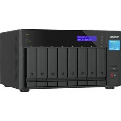QNAP QNAP TVS-h874T-i7-32G 8-bay QuTS hero NAS, Intel® Core i7 12-core (8 Performance cores + 4 Efficient cores) /20-thread, 32GB SO-DIMM  DDR4(max.64GB), 8 x 2.5"/3.5" SATA HDD/SSD, 2 x 2.5GbE, 2 x M.2 PCIe Gen4 x4 slots, 2 x Thunderbolt 4, PCIe Gen4 sl TVS-h874T-i7-32G