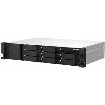QNAP QNAP TS-864eU-8G 2U 8-bay short depth 12" rackmount NAS, Intel® Celeron® N5095 quad-core, 8 GB onboard not expandable, 8 x 3.5"/2.5" SATA 6Gb/s drive bays, 2 x 2.5GbE, 1 x HDMI 1.4b, 1 x PCIe Gen3 x2 slot, 2 x USB 3.2 Gen2 Type-A + 2 x USB 2.0, 1 x 3 TS-864eU-8G