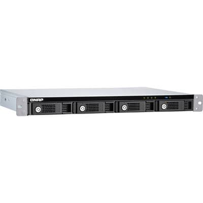 QNAP QNAP TR-004U 4-bay 1U 12" short-depth rackmount 3.5" SATA HDD USB 3.0 type-C hardware RAID external enclosure. 1M USB 3.0 type-C to type-A cable included. Expansion unit for QNAP NAS, Windows, Mac, Linux computers. TR-004U