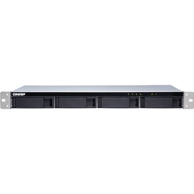 QNAP QNAP TL-R400S 4-bay 1U rackmount SATA JBOD expansion unit with a QXP-400eS-A1164 PCIe SATA host card and 1 SFF-8088 to SFF-8088 SAS/SATA 6Gb/s external cables. TL-R400S