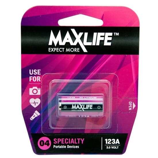 Maxlife MAXLIFE 123A Lithium 3V Battery. 1Pk. BAT123A