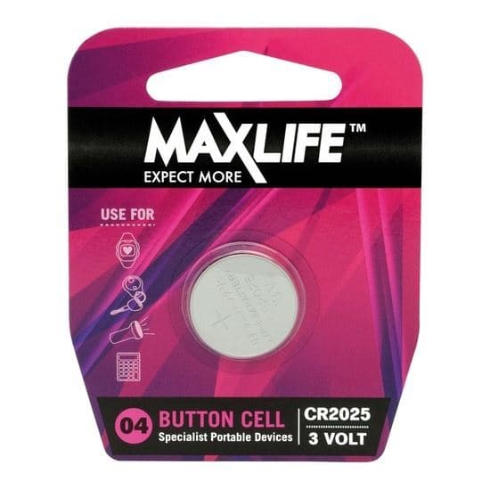 Maxlife MAXLIFE CR2025 Lithium Button Cell Battery. 1Pk. BAT2025