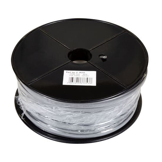 Dynamix DYNAMIX 100m Roll 6-Wire Flat Cable 28 AWG, Silver colour C-RJ11-R101