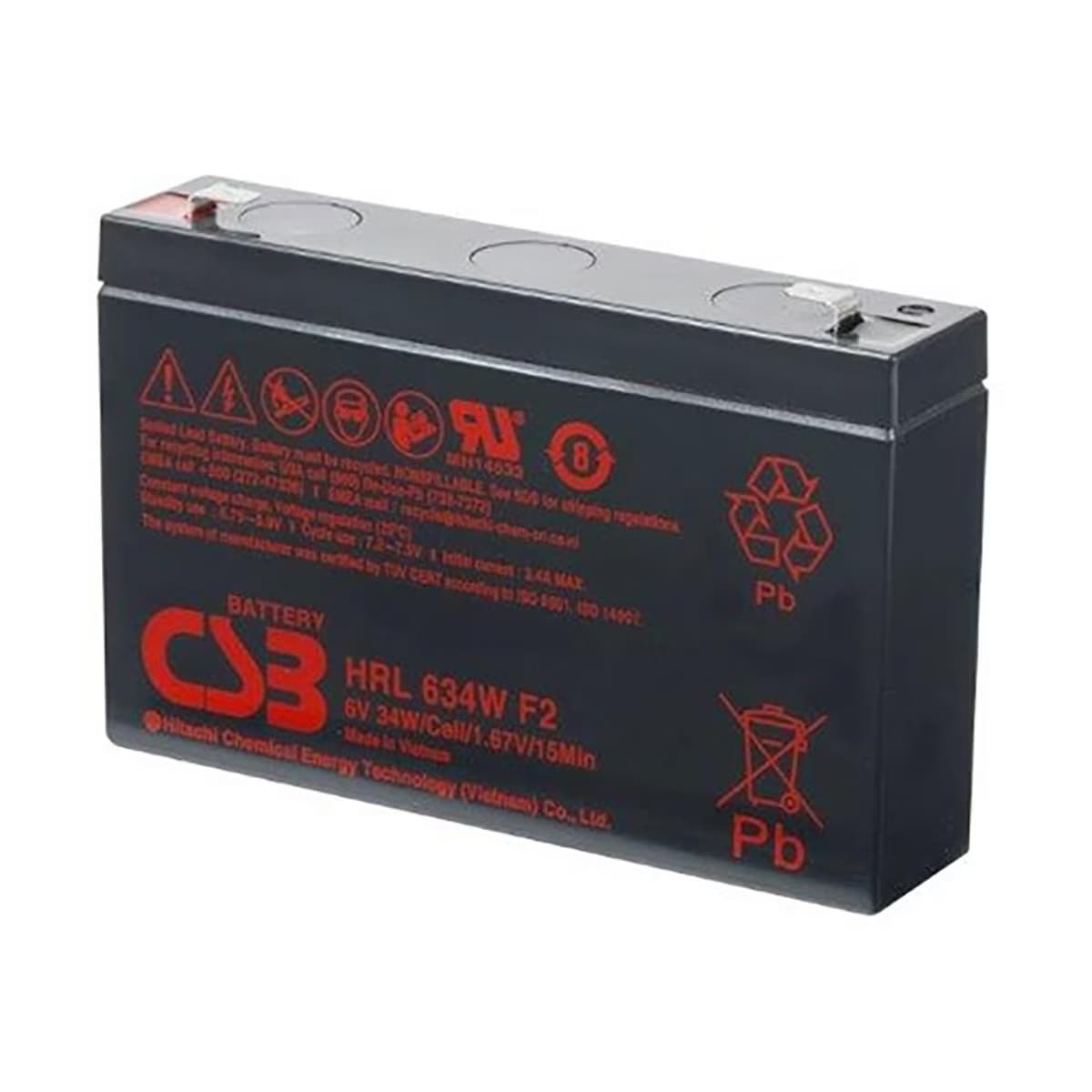 CSB CSB 6V 34W 9Ah Replacement Battery for 5P Rack Mount Models: HRL634WF2