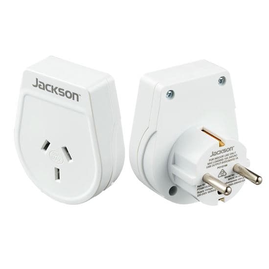 Jackson JACKSON Slim Outbound Travel Adaptor for use in Europe/Bali. PTA8810M
