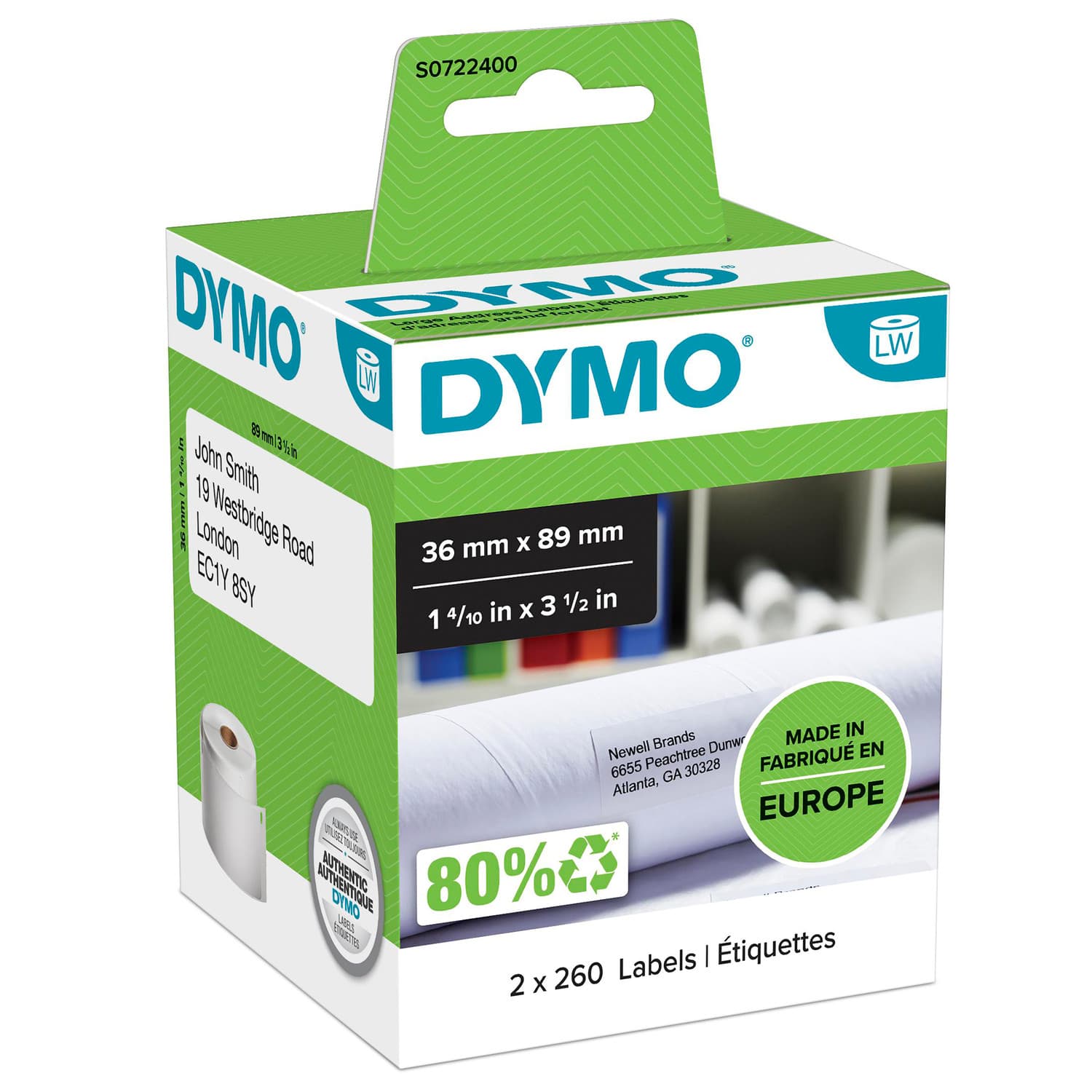 Dymo DYMO Genuine LabelWriter Address Labels (Self-Adhesive). 36mm x S0722400