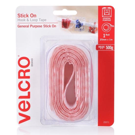Velcro VELCRO Brand 25mm x 1m Stick On Hook & Loop Tape. Designed for VEL25571