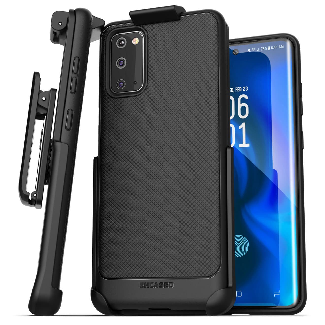 Encased Thin Armor Belt Clip Case for Samsung Galaxy S20 - Black 474283
