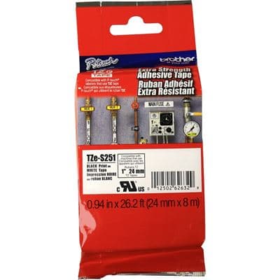 Brother Brother TZe-S251 24mm x 8m Extra Strength Black on White Tape TZES251