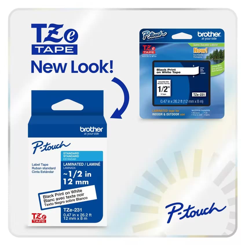 Brother Brother TZe-FA3 12mm x 3m Blue on White Fabric Tape TZEFA3
