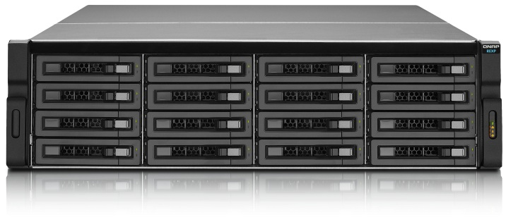 QNAP REXP-1600U-RP 3U 16-bay RAID expansion enclosure includes 'RAIL-A01-35' rackmount kit — QNAP