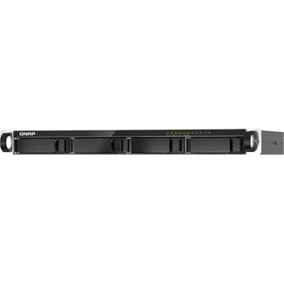 Short depth rackmount 4-bay NAS supporting 2.5GbE/10GbE connectivity and M.2 NVMe SSD caching — QNAP