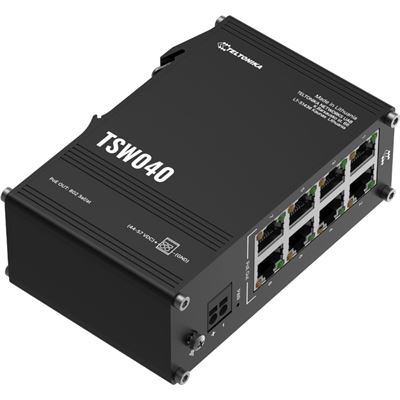 Teltonika TSW040 8-Port 10/100 PoE+ Switch with Integrated DIN Rail Mounting — Teltonika