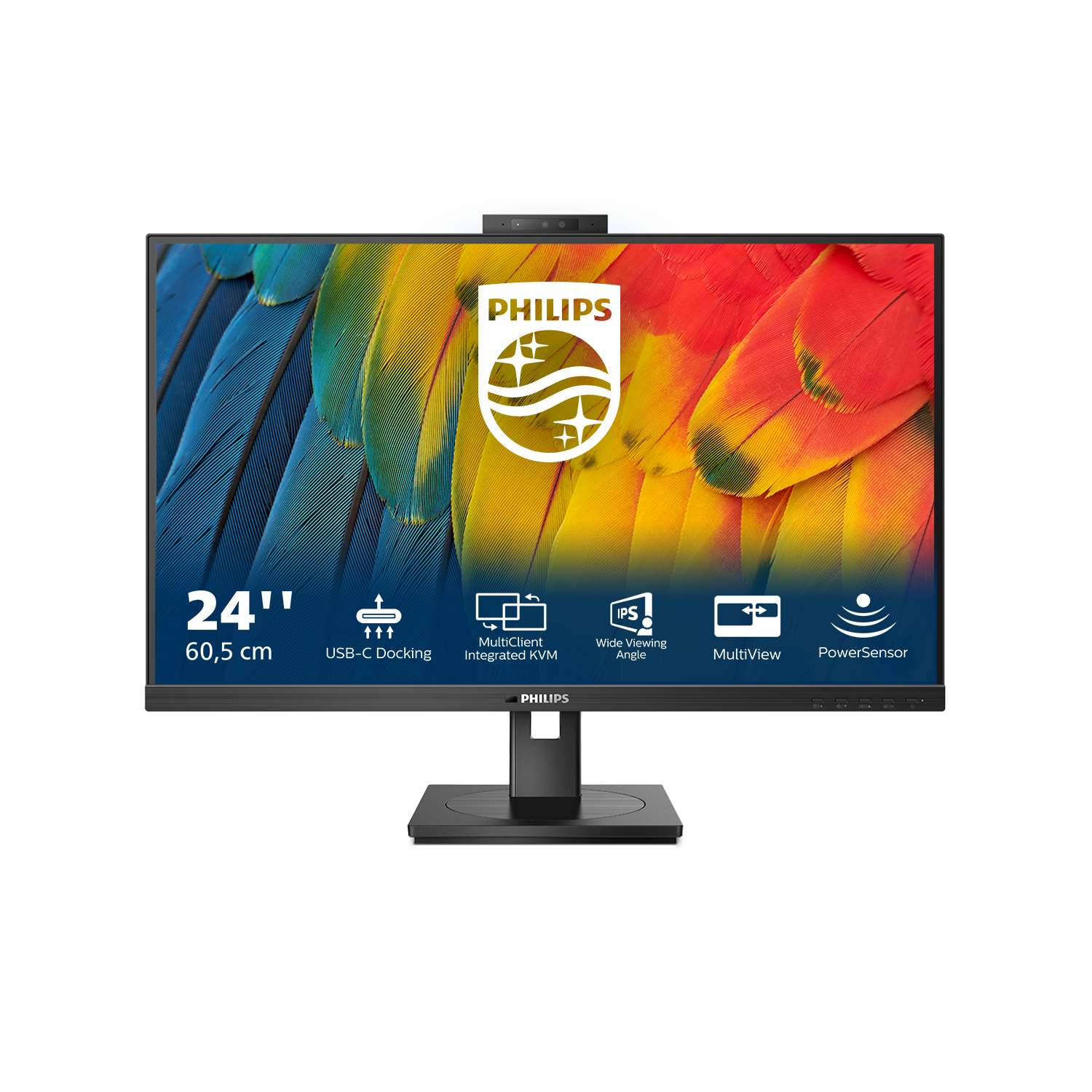 PHILIPS 24B1U5301H/75 23.8" 16:9 1080P FHD IPS LCD,HDMI,DP,DOCK,RJ45,CAM,H/ADJ,SPKR, 4YR — PHILIPS