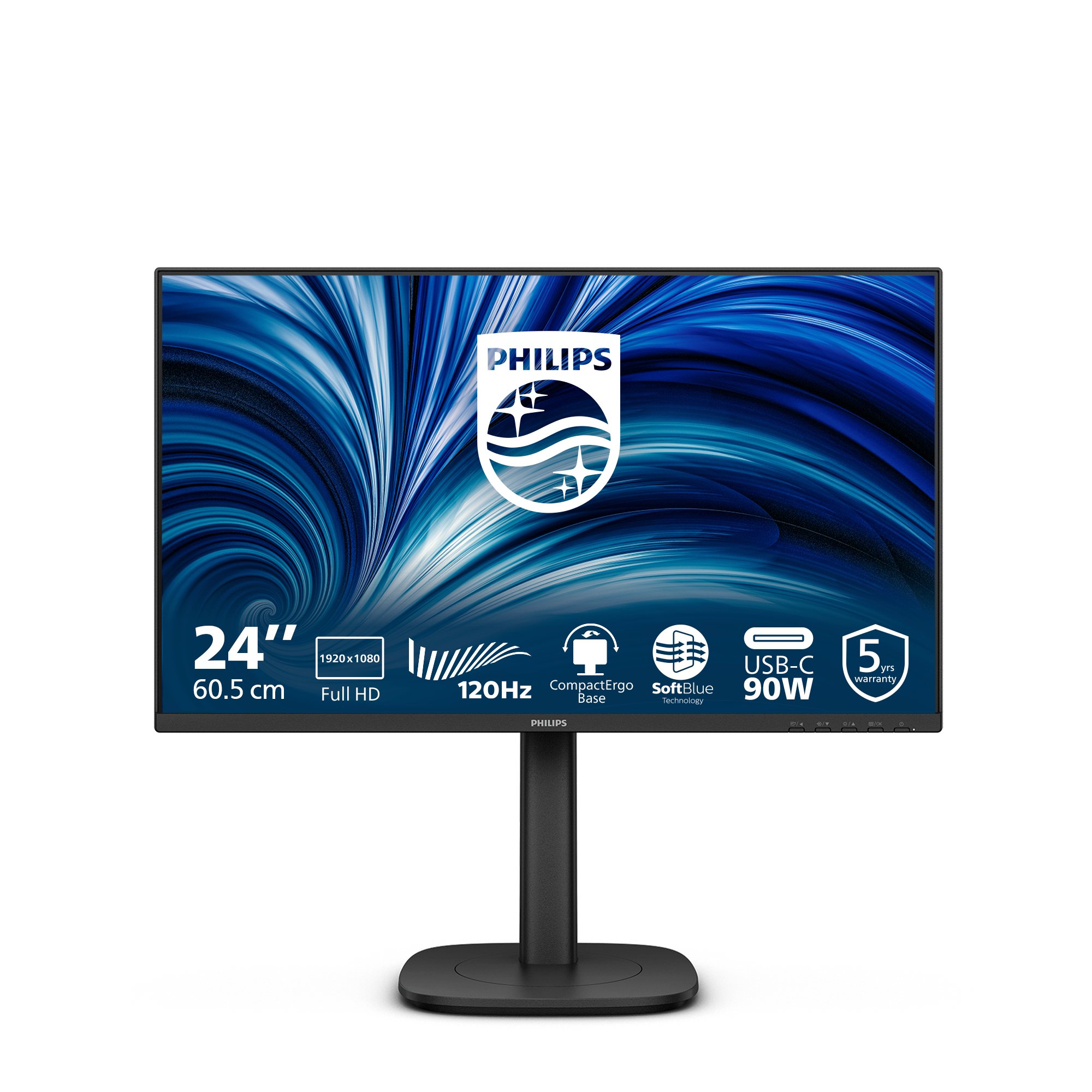 PHILIPS 24B2U3301/75 24" 16:9 1080P FHD IPS LED 120HZ,4MS,USB-C DOCK,RJ45,H/ADJ,SPKR,4YR — PHILIPS