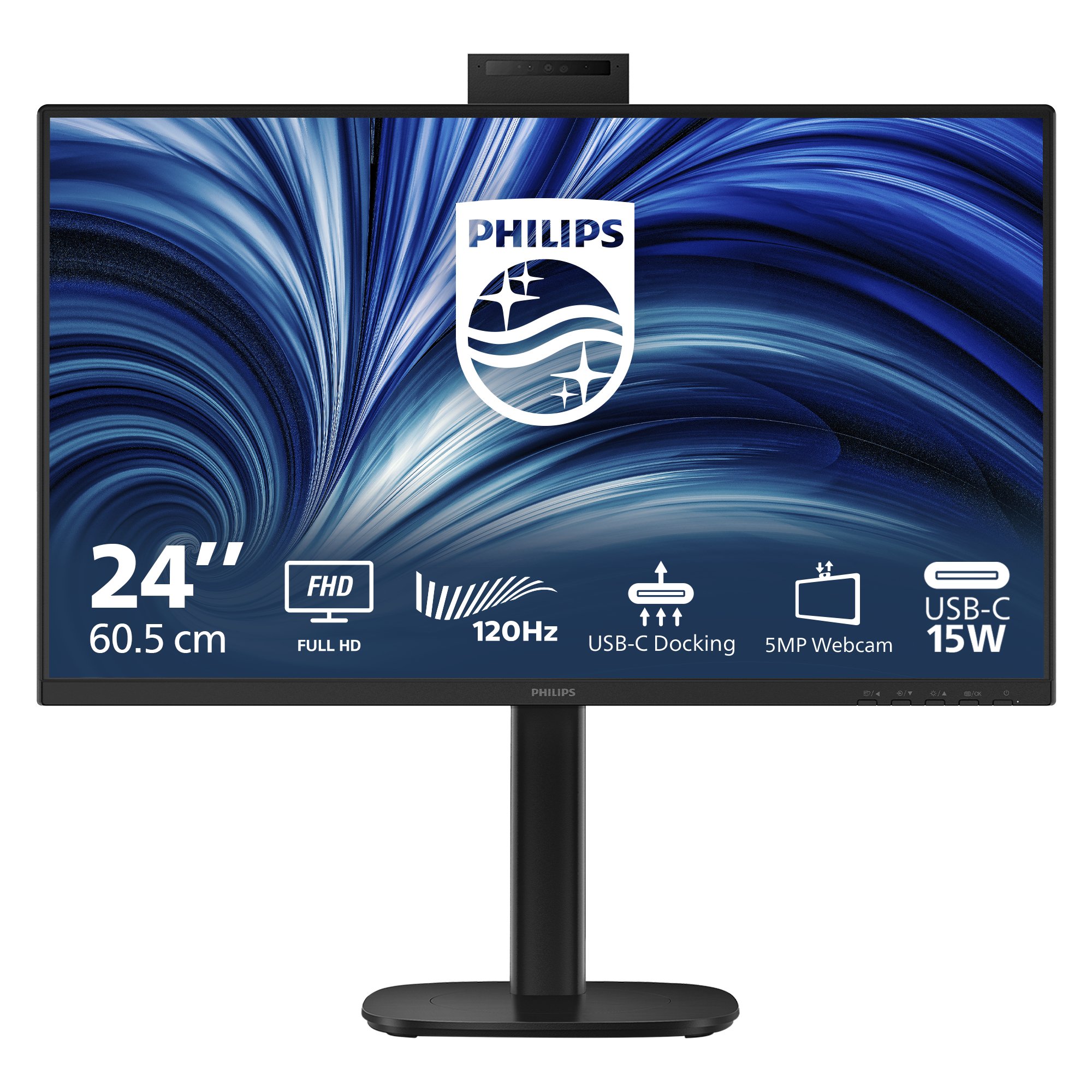 PHILIPS 24B2U3301H/75 24" 16:9 1080P FHD IPS LED 120HZ,4MS,DOCK,RJ45,CAM,H/ADJ,4YR — PHILIPS