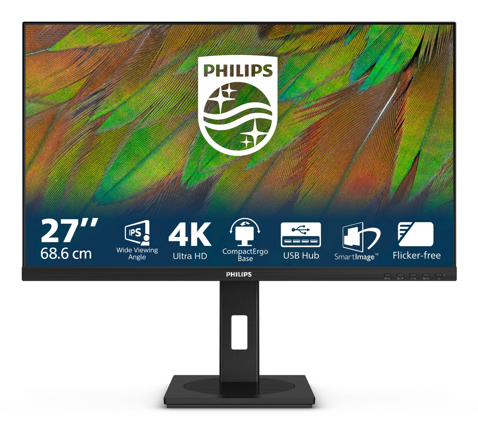 PHILIPS 27B1N3800/75 27" 16:9 4K UHD IPS LED,60HZ,4MS,DP,HDMI,1.074B COLOUR GAMUT,4YR — PHILIPS