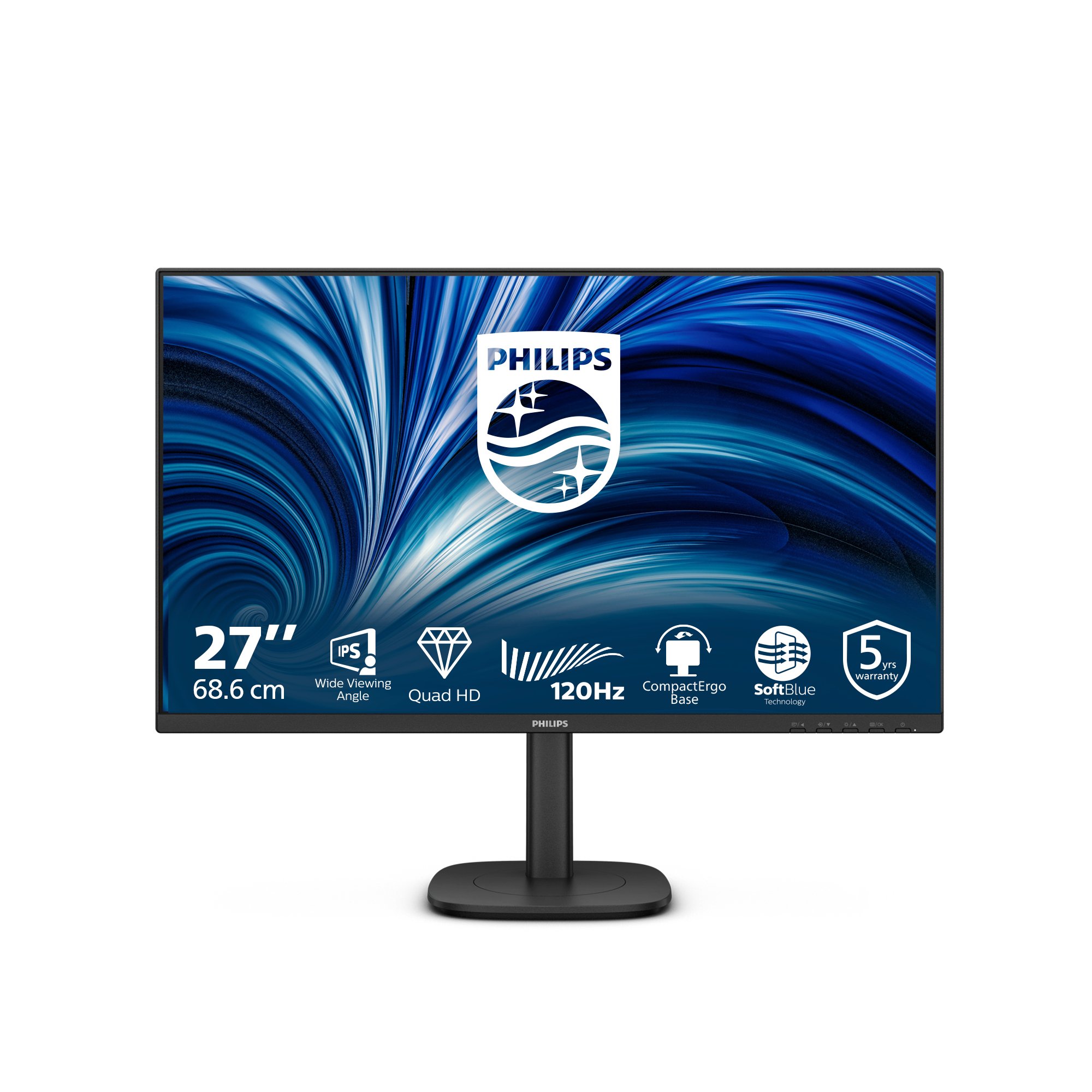 PHILIPS 27B2N3500J/75 27" 16:9 1440P QHD IPS LED 120HZ,4MS,HDMI,DP,H/ADJ,SPKR,4YR — PHILIPS