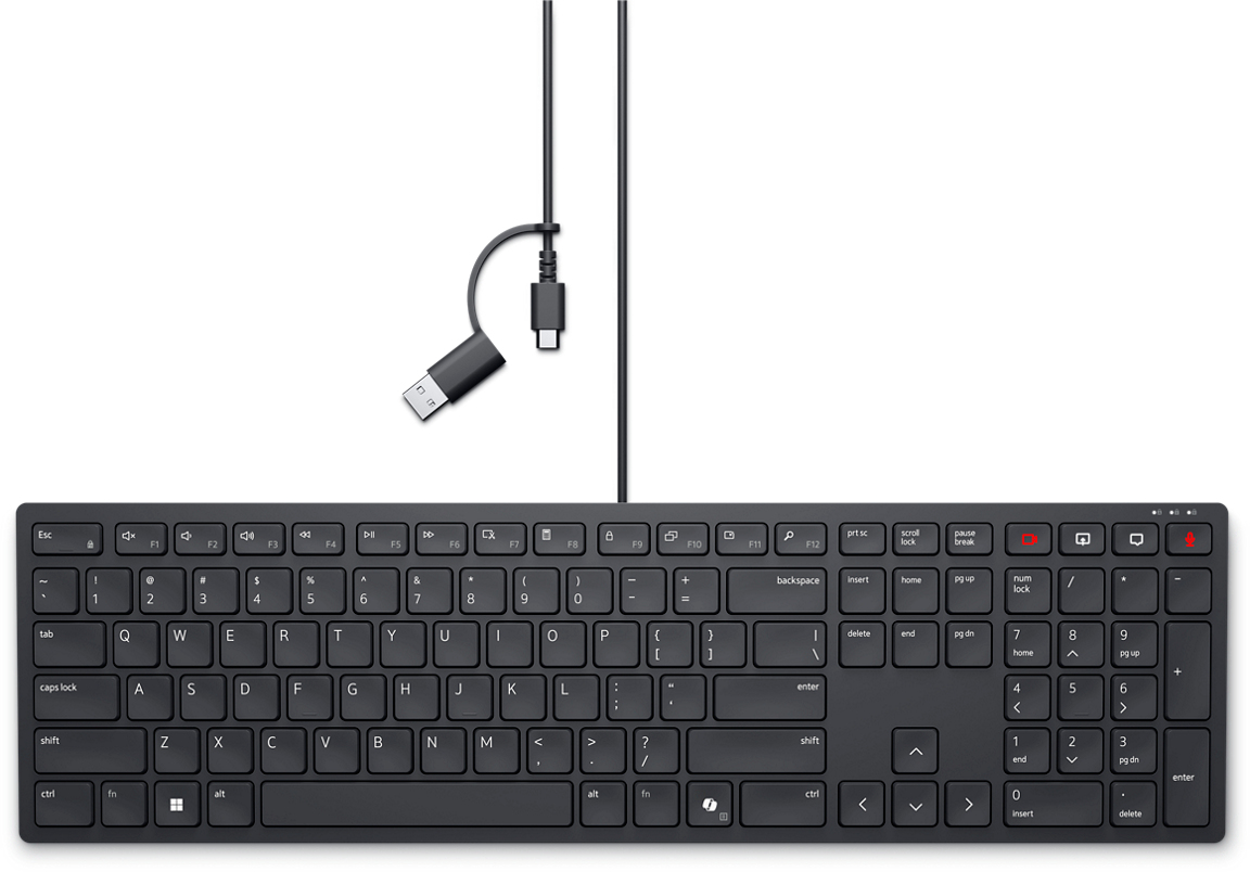 DELL WIRED COLLABORATION KEYBOARD US ENGLISH - KB525C -RETAIL PKG -3YR ADV EXC SERV-SNP — DELL