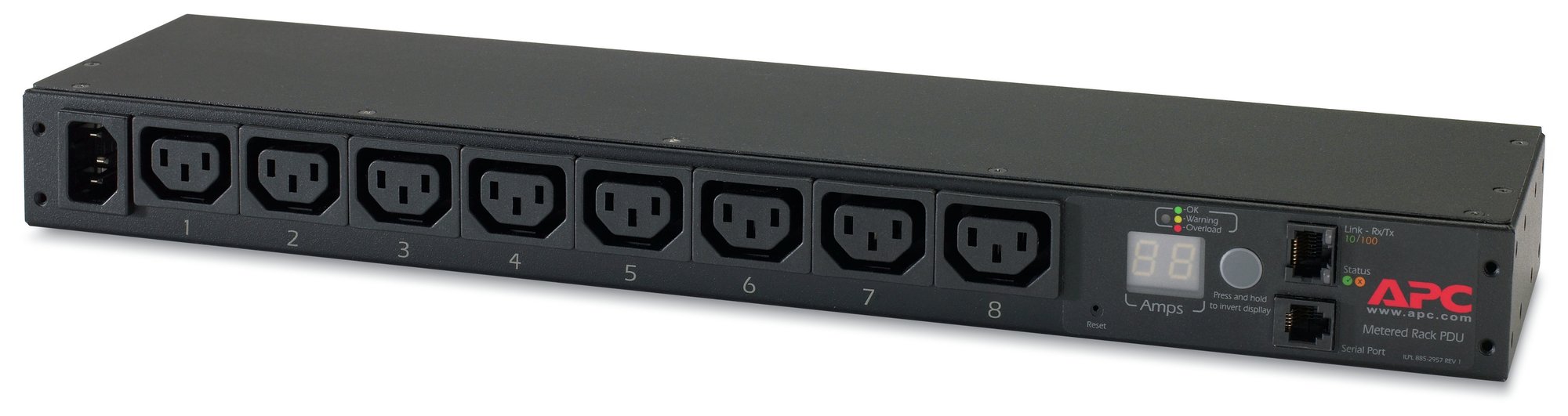 APC RACK PDU, METERED, 1U, 12A/208V, 10A/230V, (8) C13 — APC