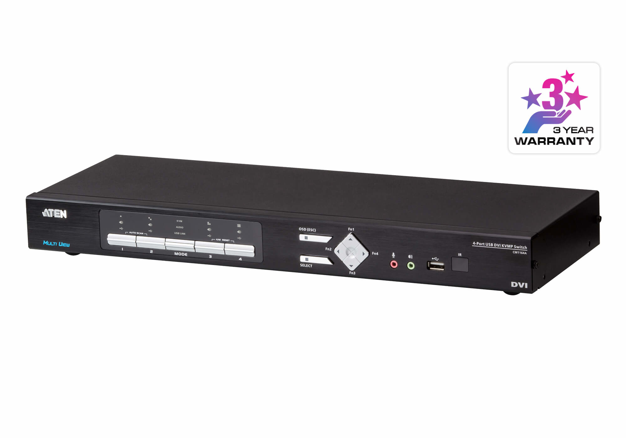 ATEN 4-PORT DVI MULTI-VIEW KVMP SWITCH — ATEN