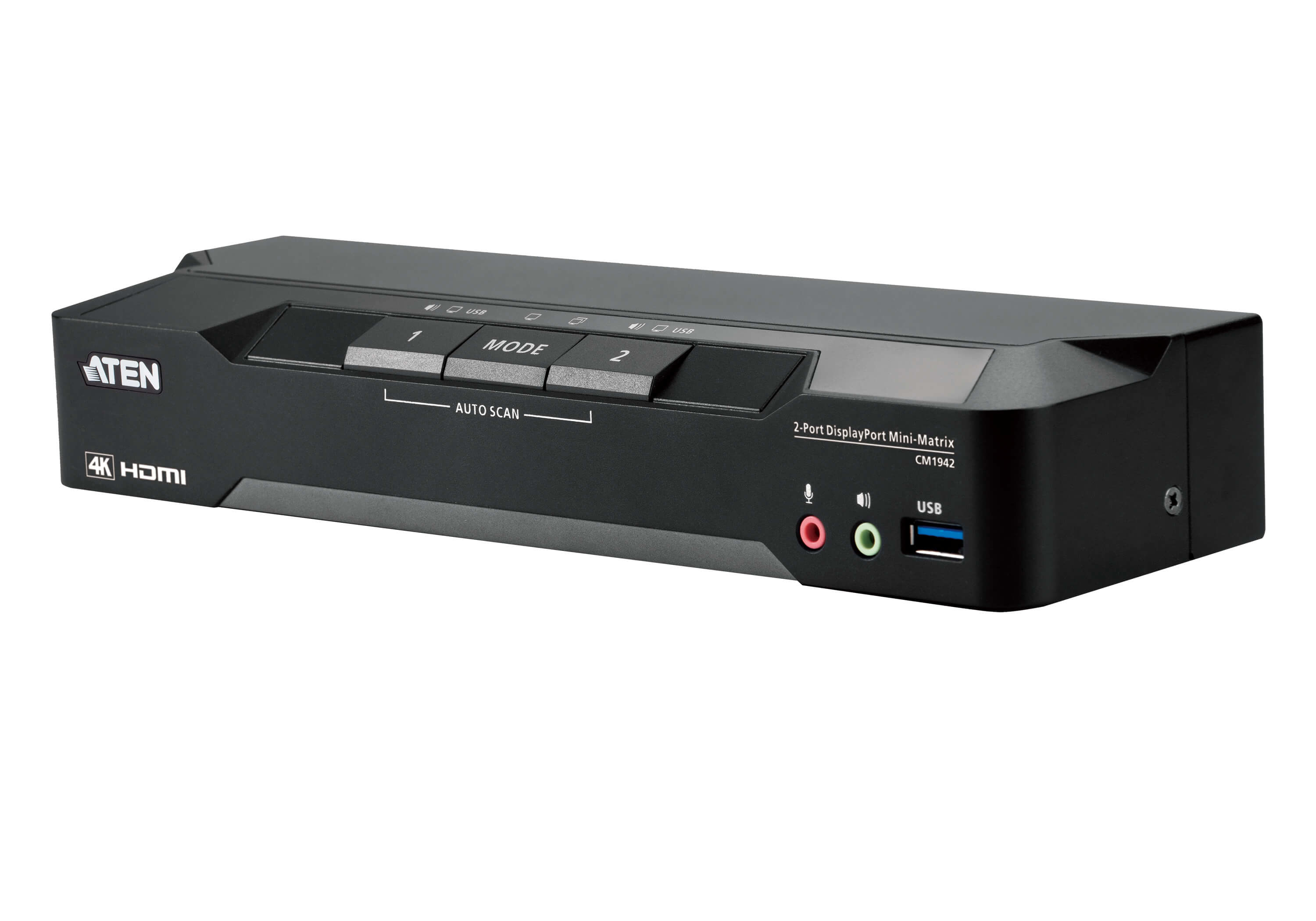 ATEN 2-PORT 4K DISPLAYPORT DUAL DISPLAY MINI-MATRIX BOUNDLESS KVM SWITCH — ATEN