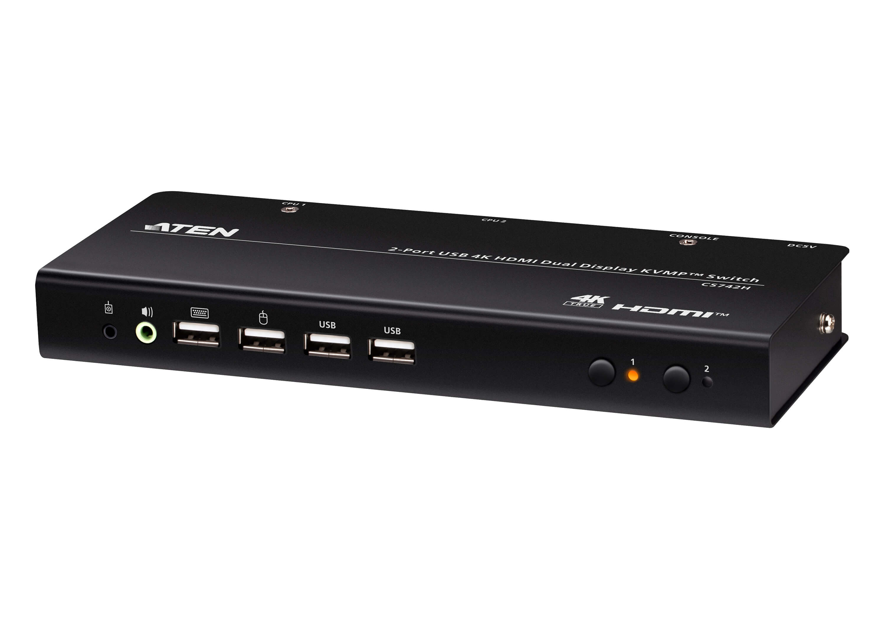 ATEN 2-PORT USB 4K HDMI DUAL-DISPLAY KVMP SWITCH (CABLES INCLUDED) — ATEN