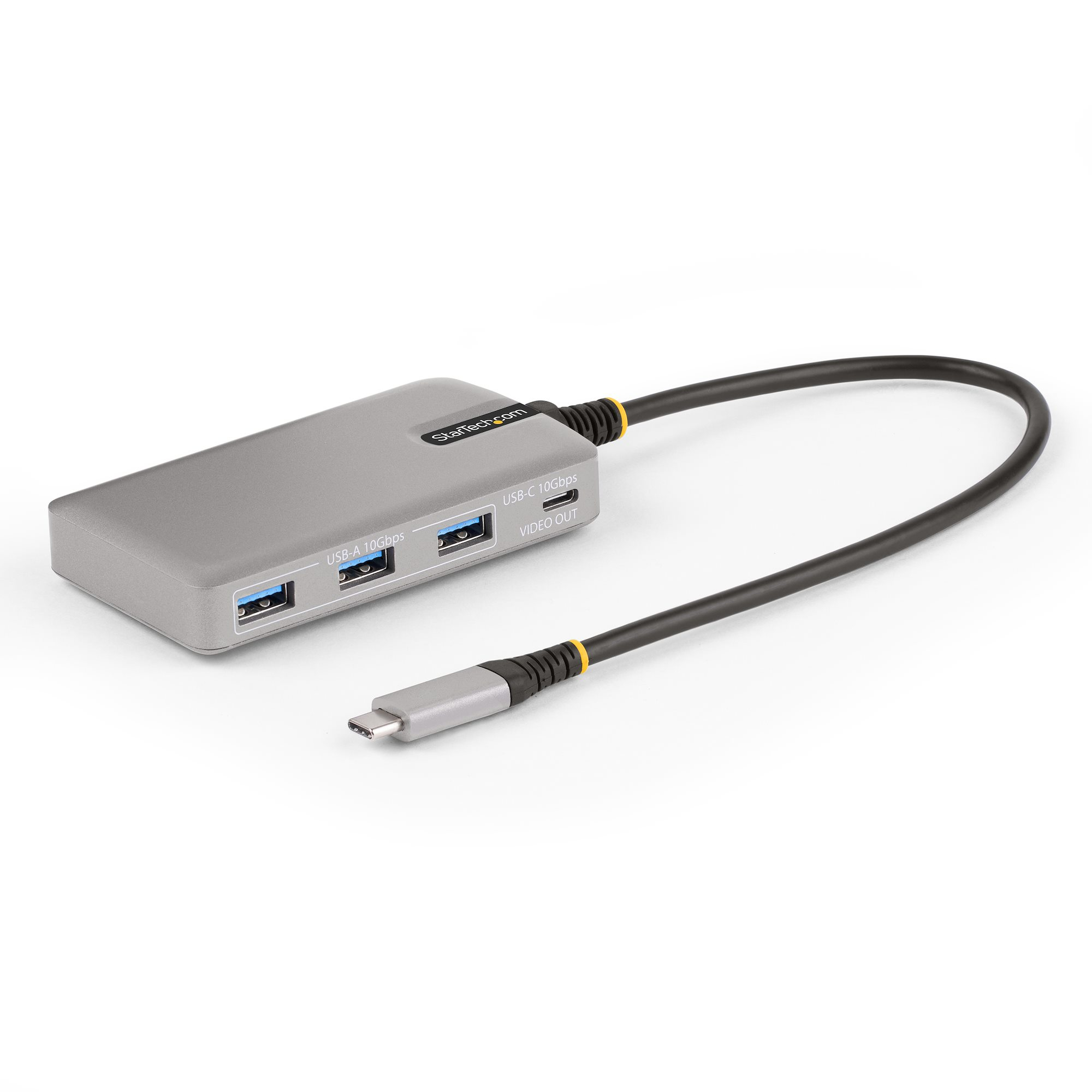 STARTECH.COM 4-PORT USB-C 10GBPS HUB W/USB-C VIDEO OUTPUT, 3X USB-A/1XC, 100W PD, 2 YR — STARTECH