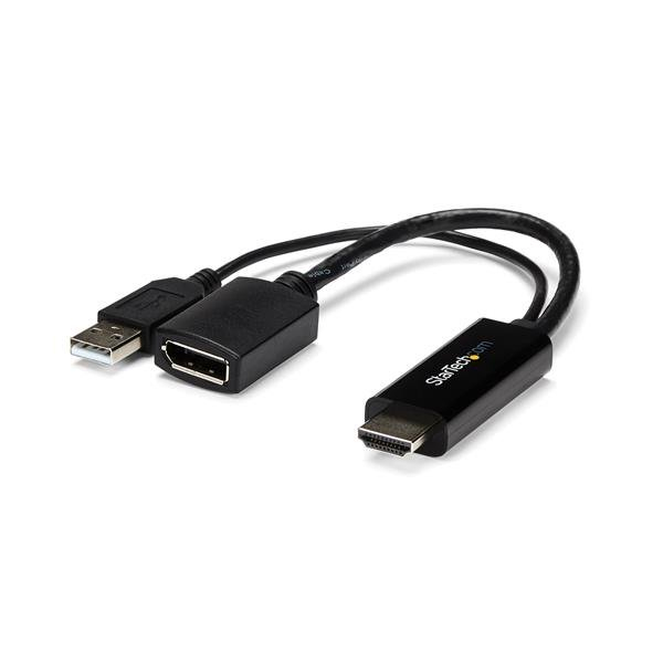 STARTECH.COM HDMI TO DISPLAYPORT ADAPTER 4K ACTIVE HDMI TO DP - USB POWERED 2 YR — STARTECH