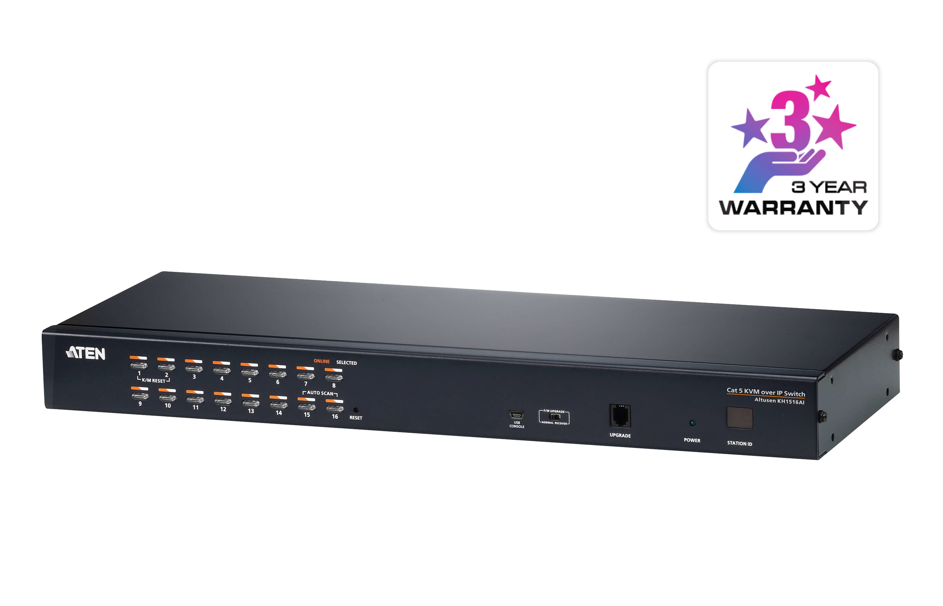 ATEN 1-CONSOLE HIGH DENSITY CAT 5 KVM OVER IP 16 PORT WITH DAISY-CHAIN PORT — ATEN
