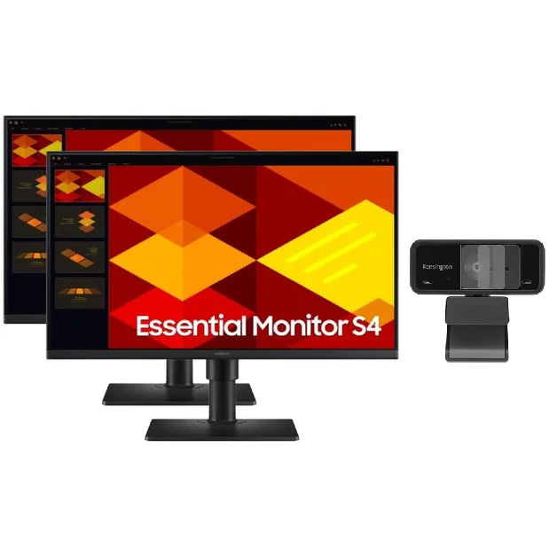 2x SAMSUNG S4 S402GD 24" (16:9) FHD IPS MONITOR, 100HZ, DP, HDMI + $20 FHD WEBCAM BUNDLE. — SAMSUNG