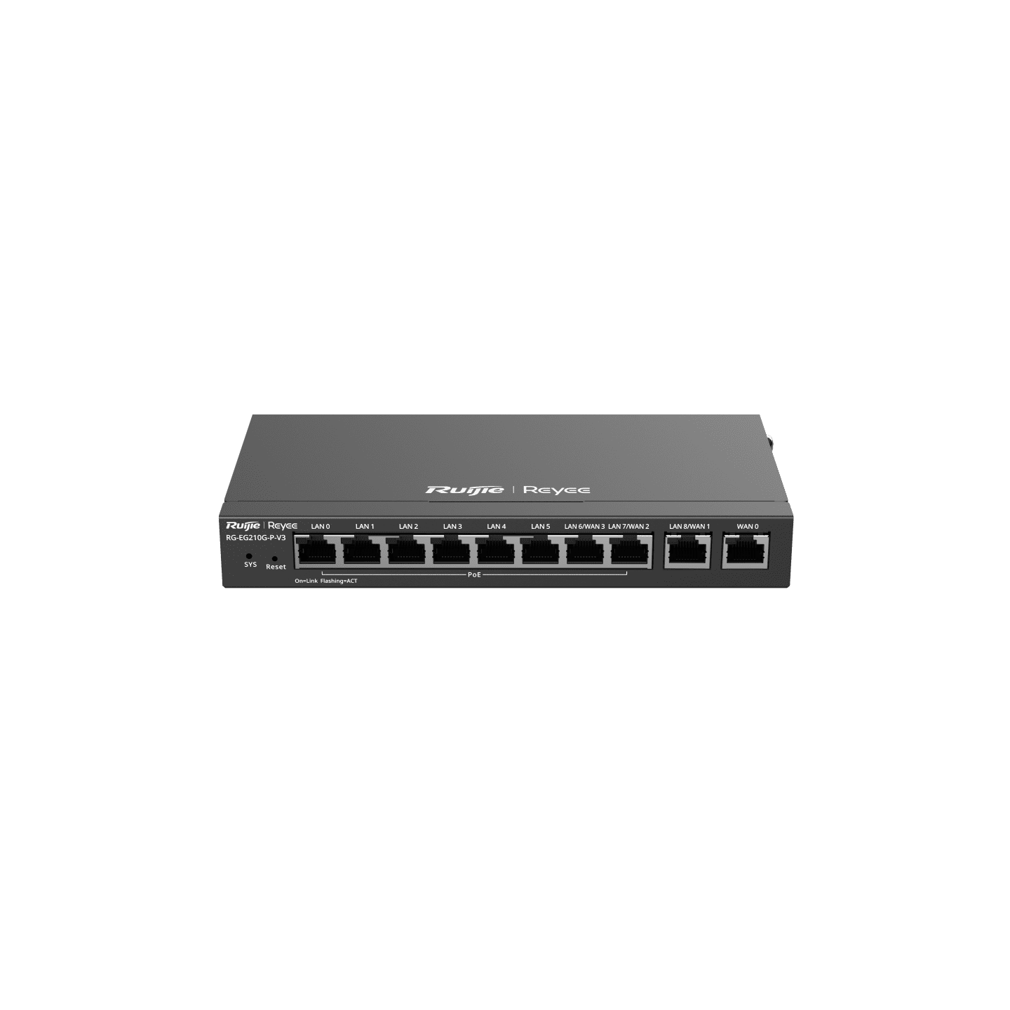 Ruijie Reyee 10P GE Cloud Mngd Router - 200 Users - PoE (110W) - 1 WAN, 6 LAN, 3 WAN/LAN — REYEE