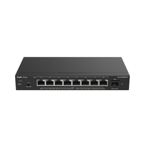 REYEE RG-ES209MG-P, 8-Port 2.5G Cloud Managed PoE Switch, 1 x 10G Uplink — REYEE