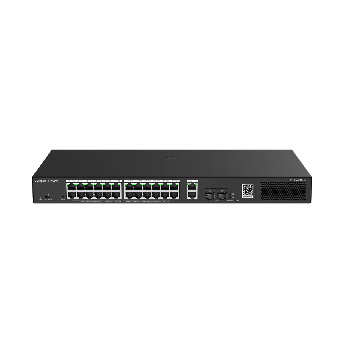 Ruijie Reyee 26P GE Smart Cloud Managed Switch - 24 PoE+ (370W) - 26x GE + 2x SFP — REYEE