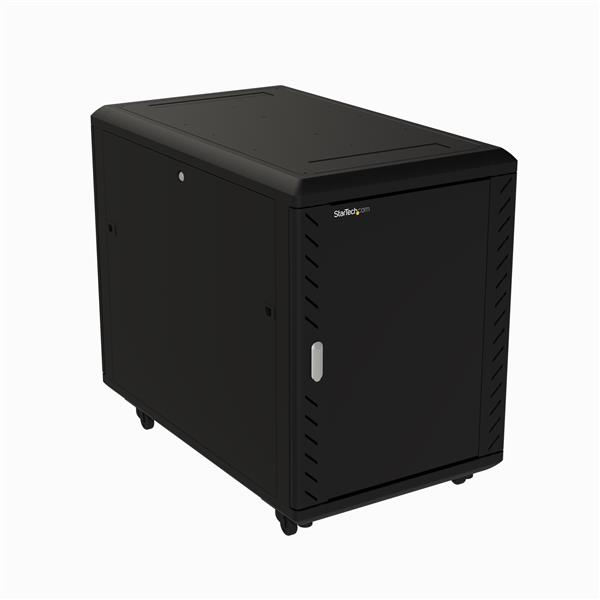 STARTECH.COM 15U 19" SERVER RACK CABINET 4 POST 6-32" DEEP MOBILE W/CASTERS LTW — STARTECH