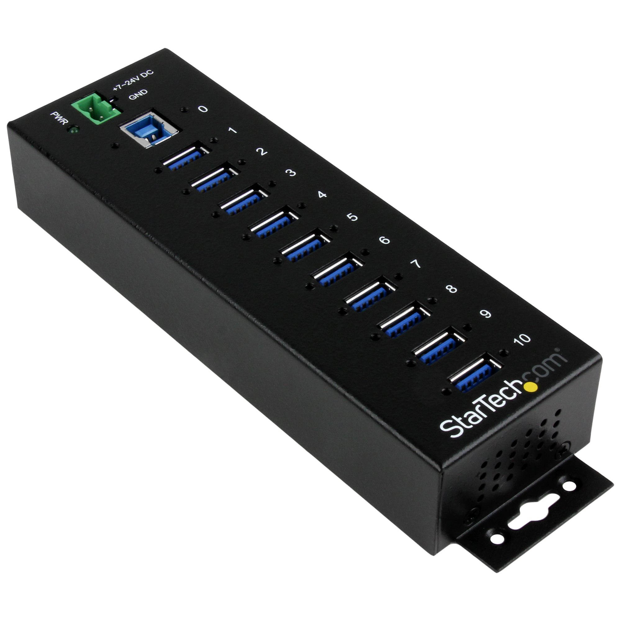 STARTECH.COM 10 PORT USB 3.0 HUB (USB-A) - METAL INDUSTRIAL HUB - ESD/SURGE 2 YR — STARTECH