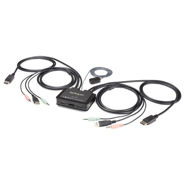 STARTECH.COM 2 PORT DISPLAYPORT KVM SWITCH 4K 60HZ - DP 1.2 - USB W/ CABLES 2 YR — STARTECH