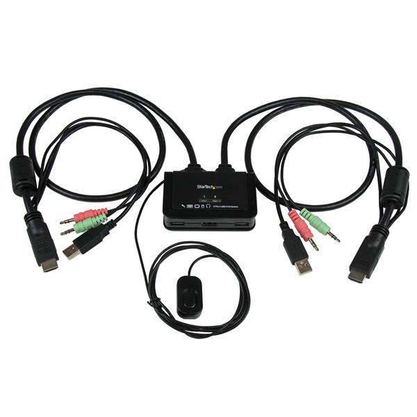 STARTECH.COM 2 PORT USB HDMI KVM SWITCH WITH AUDIO, CABLES & REMOTE SWITCH 2 YR — STARTECH