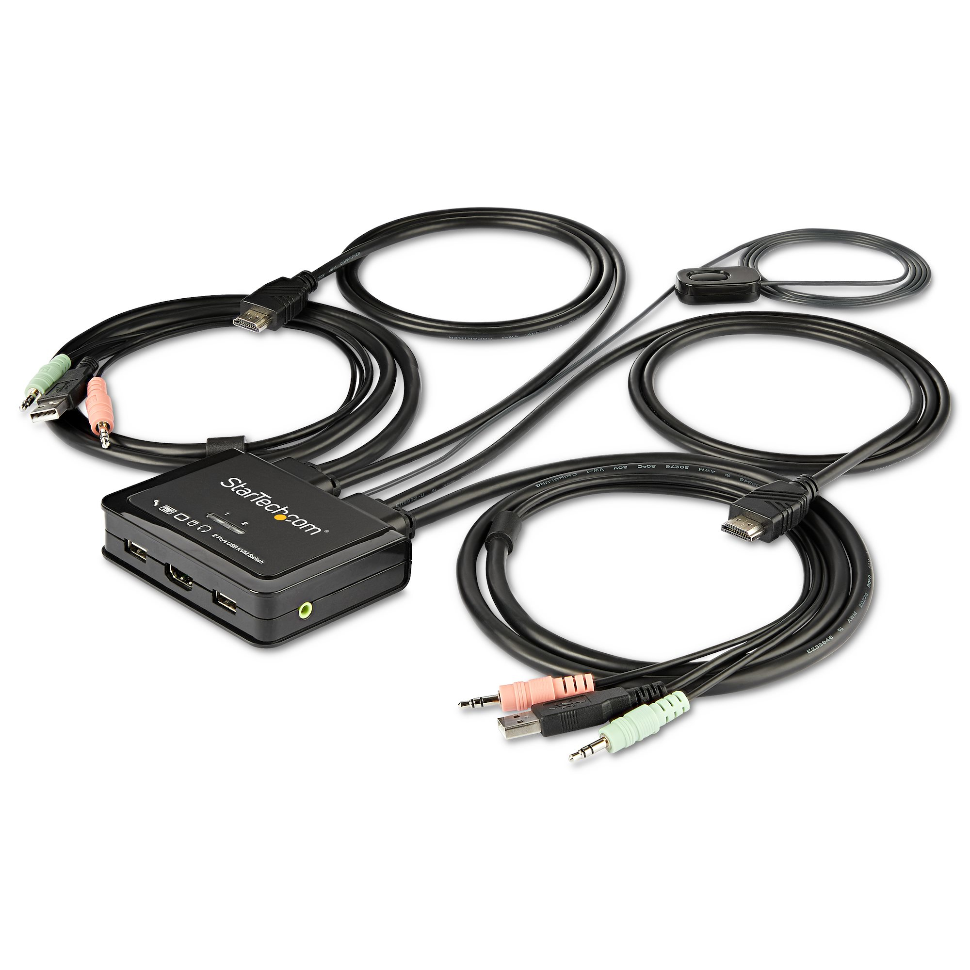 STARTECH.COM 2 PORT HDMI KVM SWITCH 4K 60HZ UHD - USB KVM W/ CABLES & AUDIO 2 YR — STARTECH