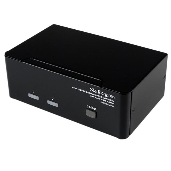 STARTECH.COM 2 PORT DVI VGA DUAL MONITOR KVM SWITCH USB WITH AUDIO, 3 YR — STARTECH