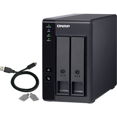QNAP TR-002, 2-BAY 3.5" SATA HDD USB 3.0 TYPE-C HARDWARE RAID EXTERNAL ENCLOSURE, TWR, 2YR — QNAP