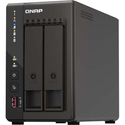 QNAP 2-BAY NAS (NO DISK) CELERON QC 2.0GHz, 8GB, 2.5GbE(2),M.2(2),HDMI(2), TWR, 2YR WTY — QNAP