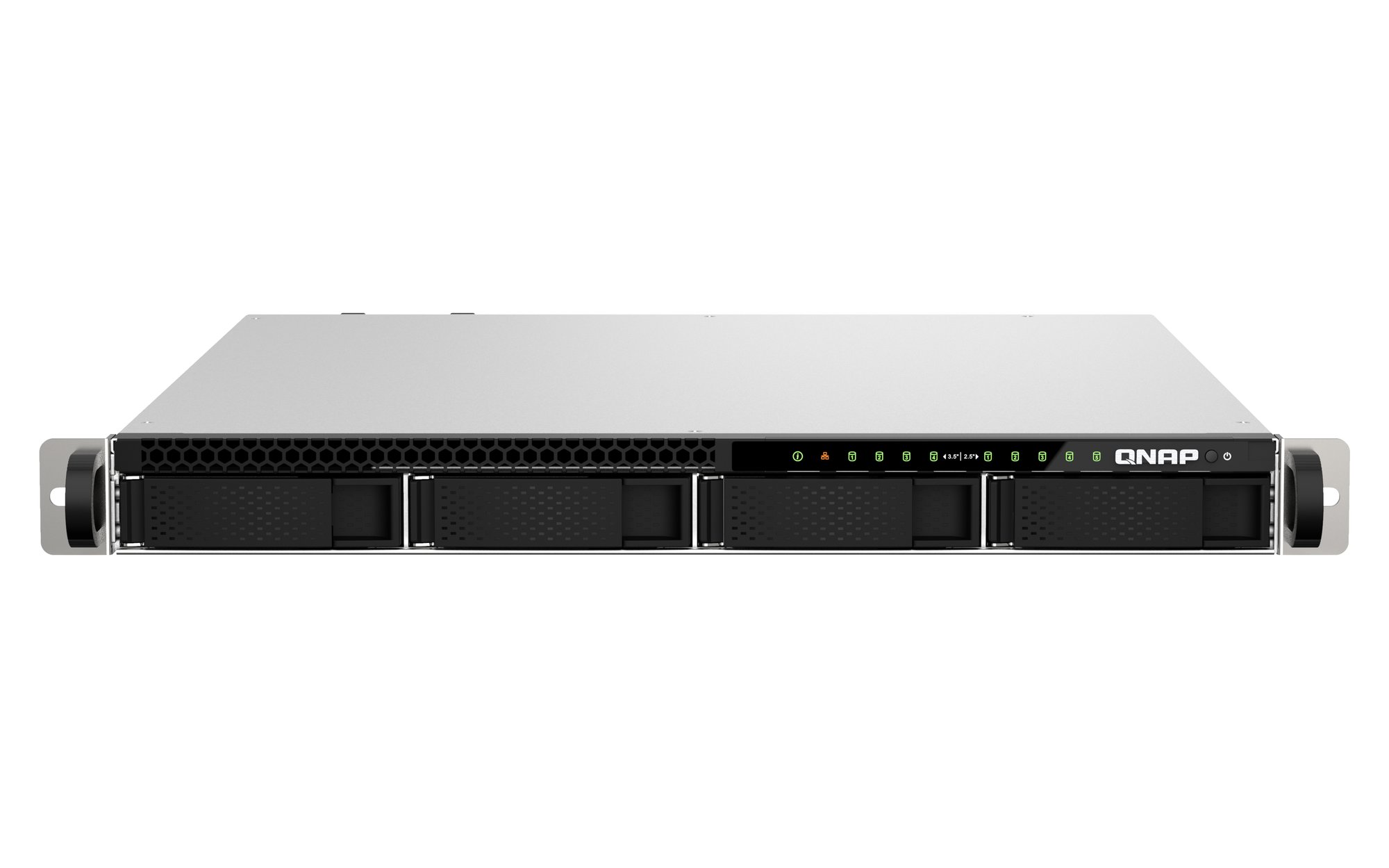 QNAP 4+5 BAY 1U RACKMOUNT NAS,INTEL XEON,3.4GHZ 4 CORE,16GB RAM,10G,2.5G,USB,PCIE,RP,5YR — QNAP